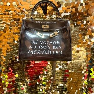 Stylish Transparent Satchel with Black Details